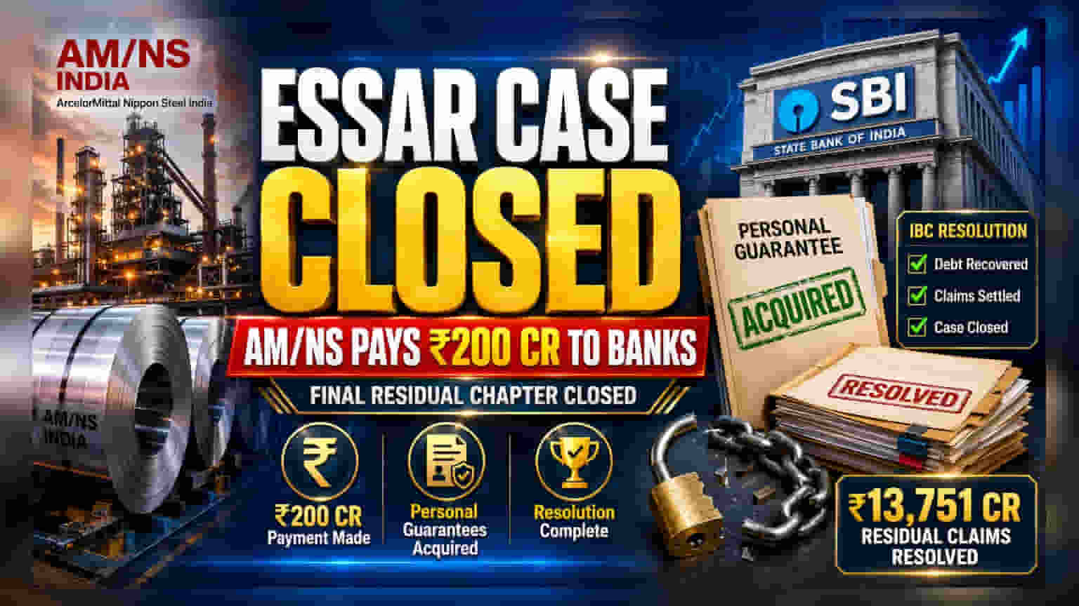 AM/NS India ने भरले ₹200 कोटी, एस्सार प्रमोटर्सच्या गॅरंटीचं प्रकरण अखेर मिटलं