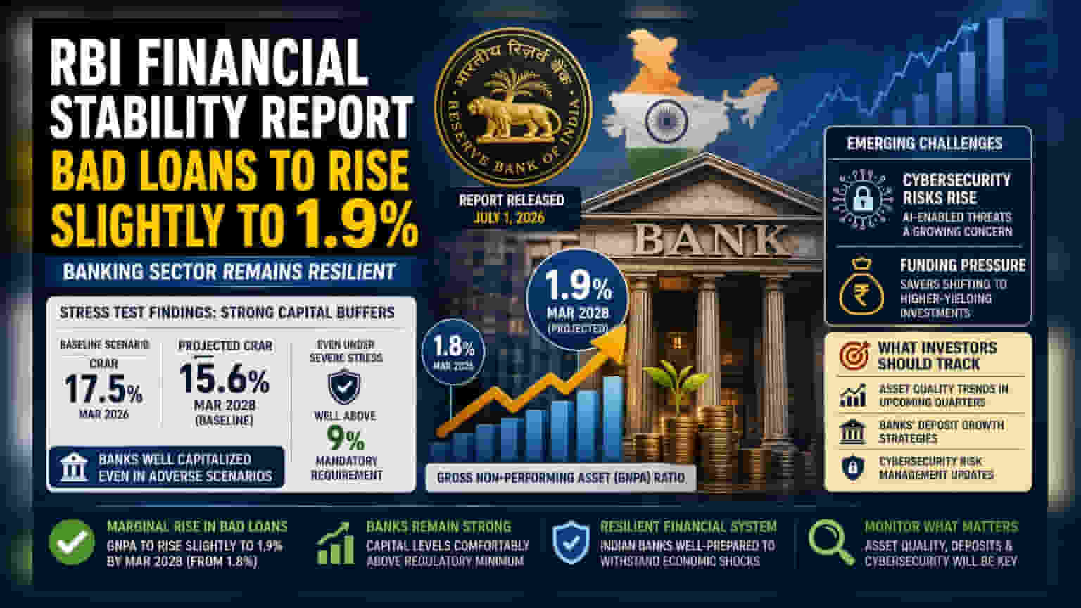 RBI Sees Banks' Bad Loans Rising to 1.9% by March 2028