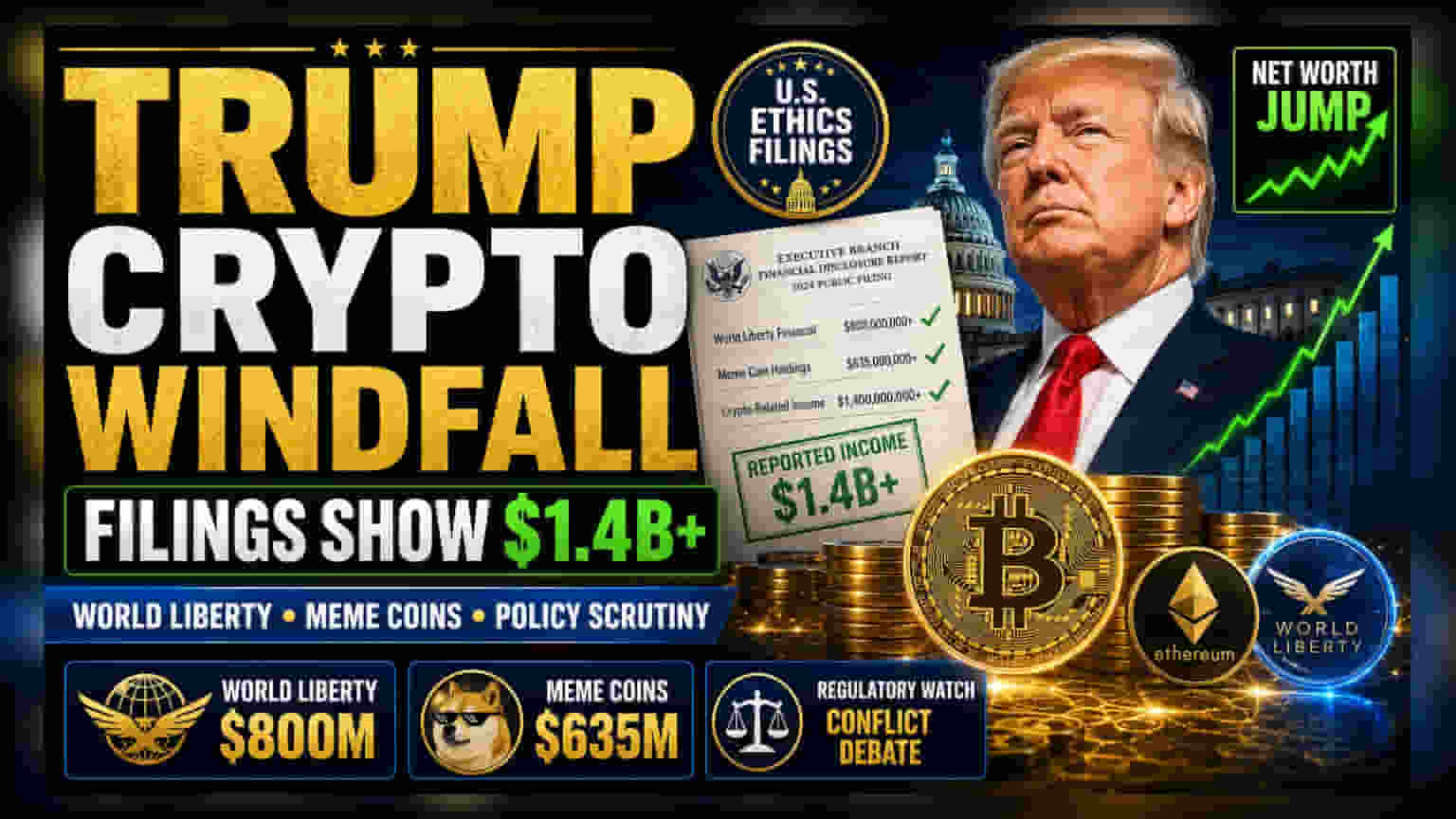 Trump Discloses $1.4 Billion Crypto Income in New Filings
