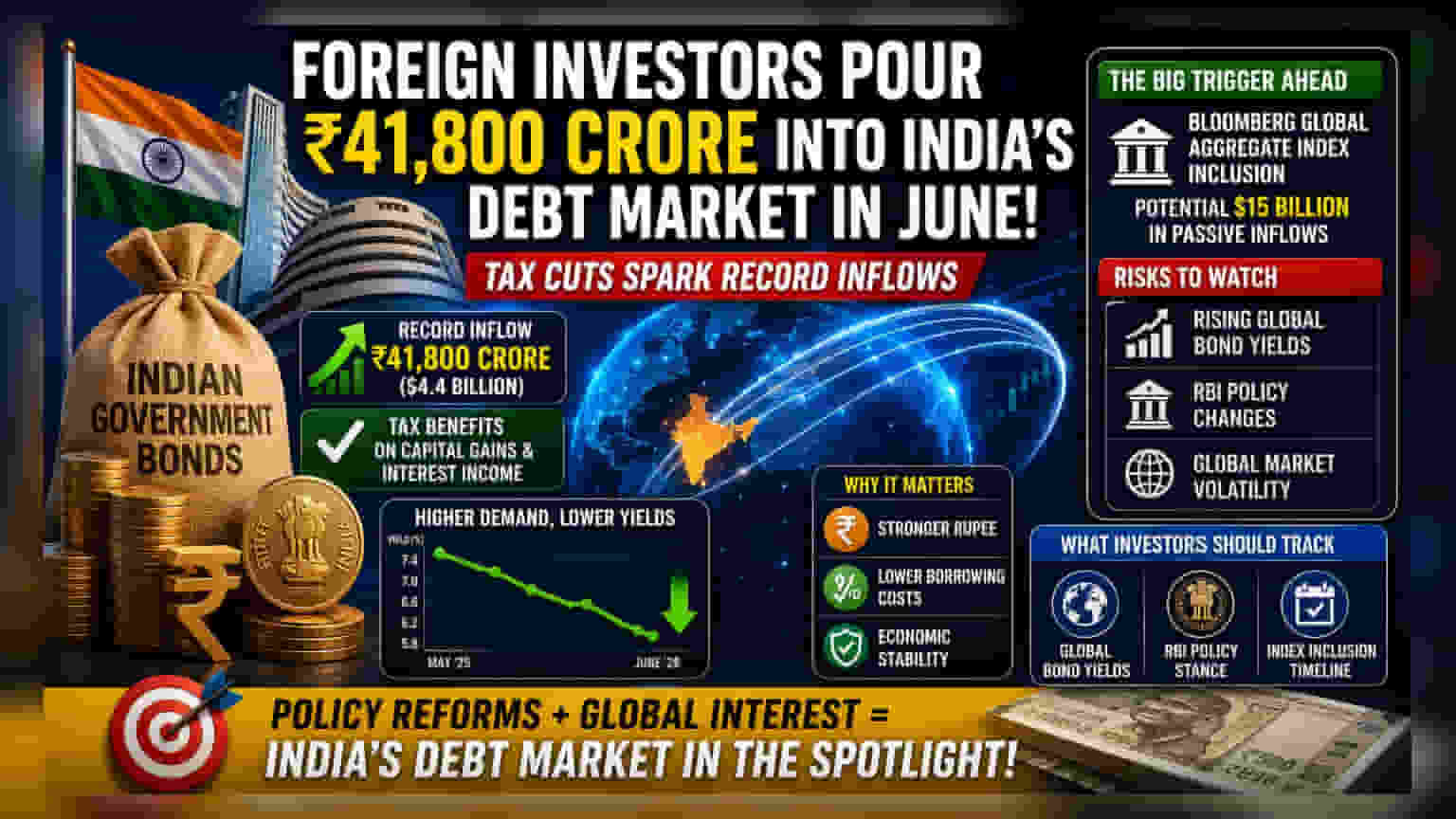 ਭਾਰਤੀ ਬਾਂਡ ਮਾਰਕੀਟ ਵਿੱਚ ਰਿਕਾਰਡ ₹41,800 ਕਰੋੜ ਦਾ ਵਿਦੇਸ਼ੀ ਨਿਵੇਸ਼!