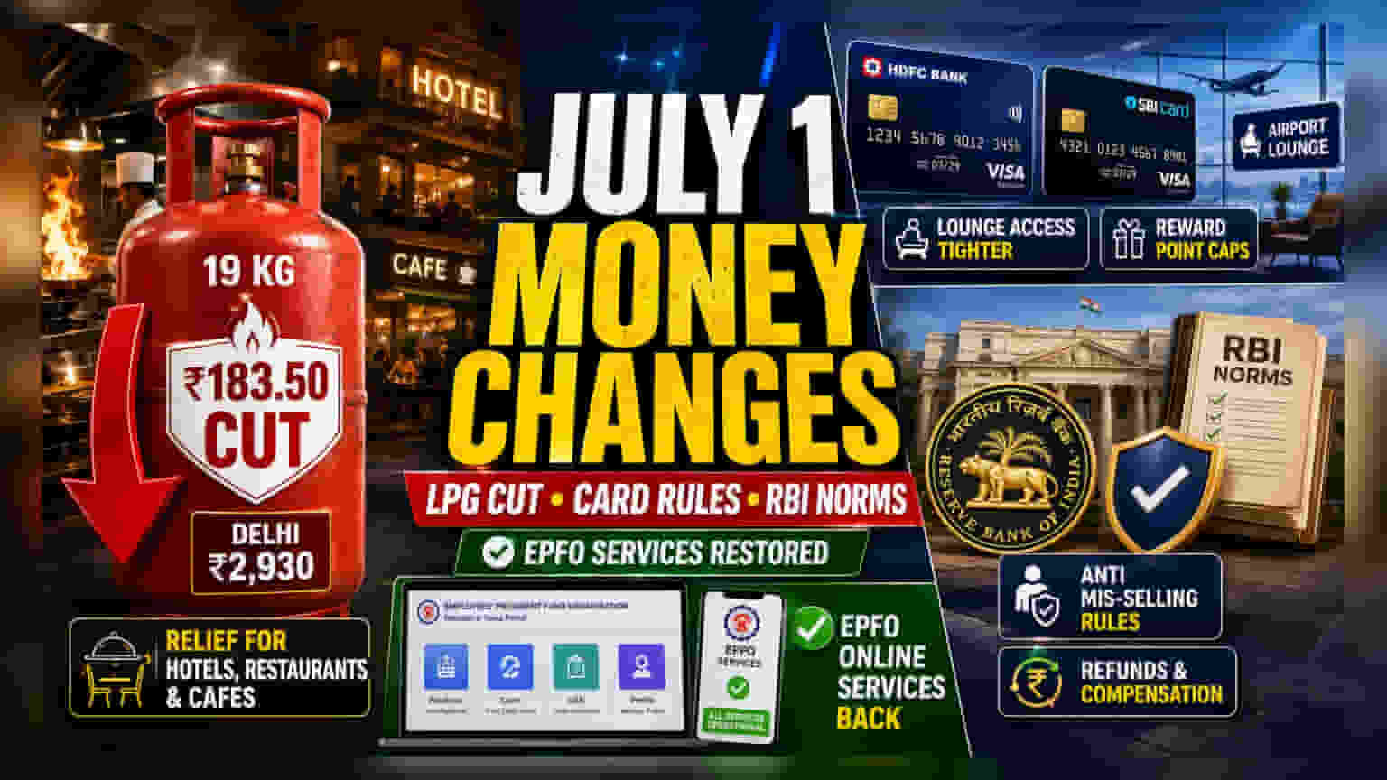 July 1, 2026: LPG Price Cut, Banking Rule Changes, And New RBI Norms