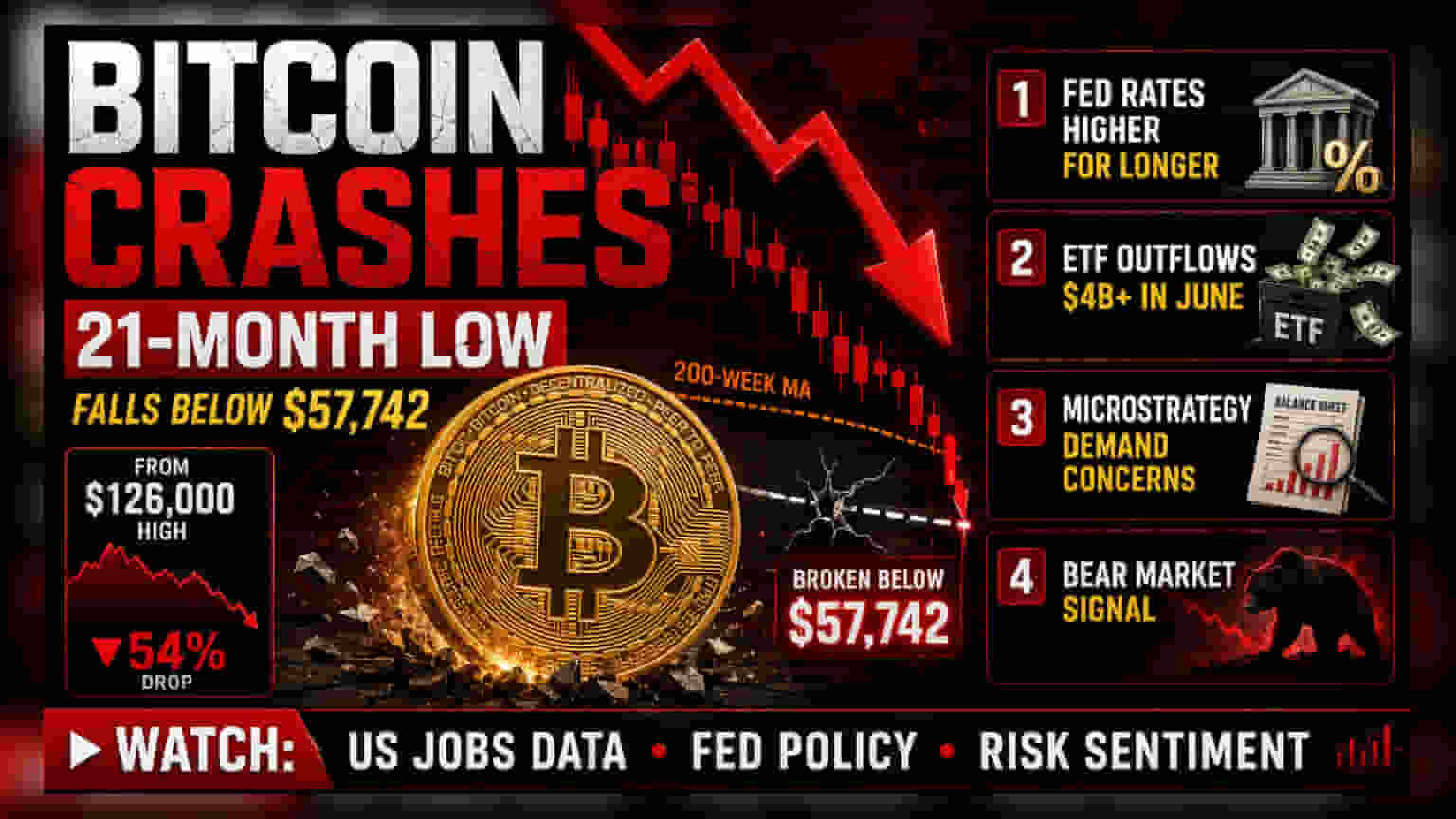 Bitcoin పతనం: 21 నెలల కనిష్టానికి.. ₹57,742 దిగువకు చేరిన ధర!