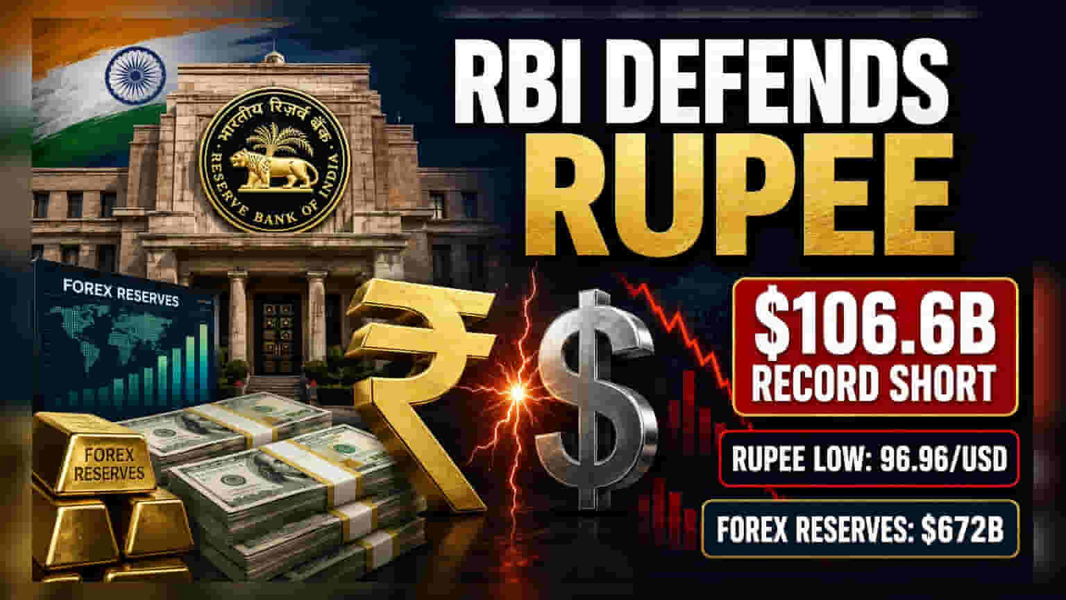 RBI's Net Short Forward Dollar Position Hits Record $106.6 Billion