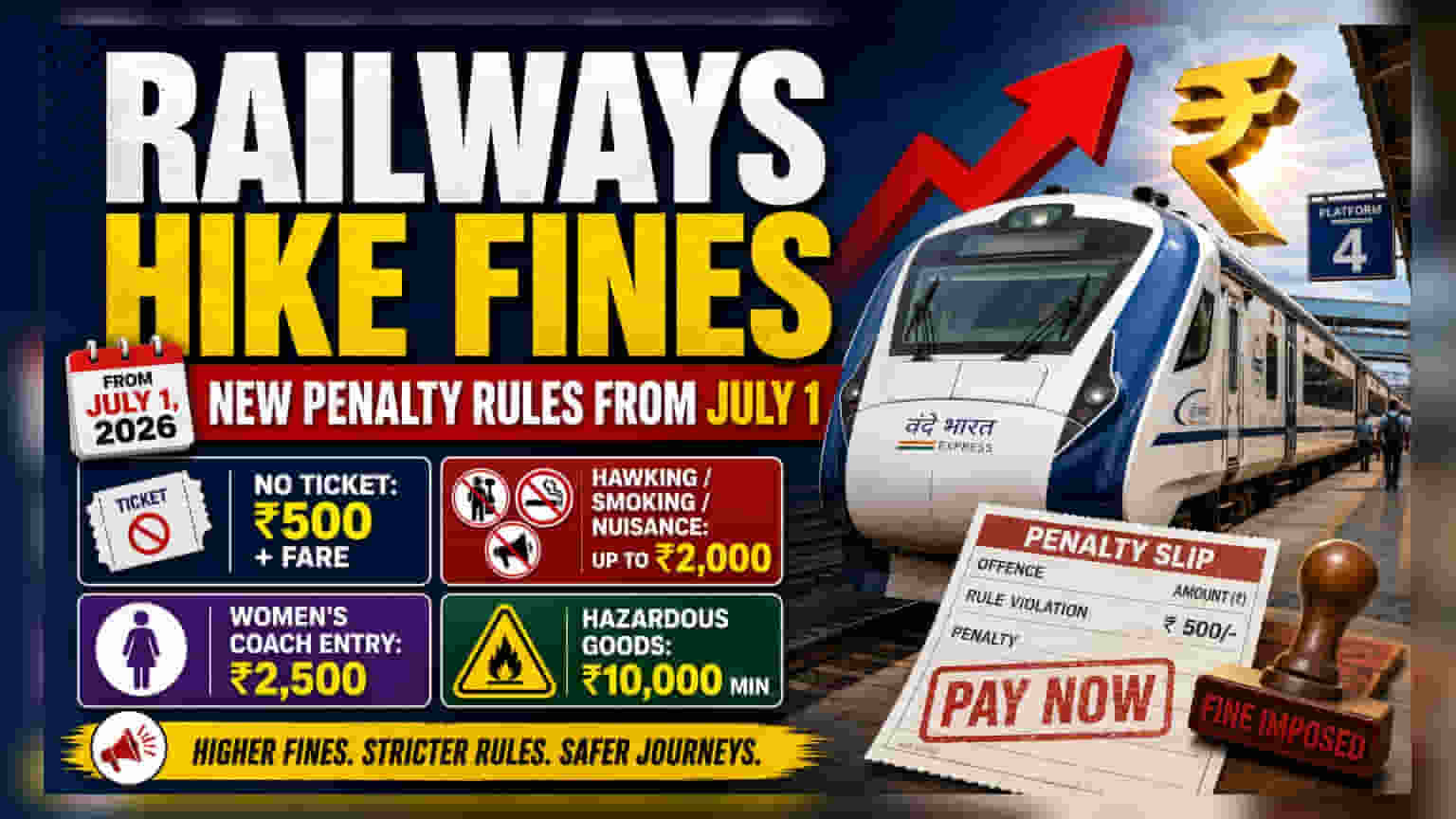 Indian Railways: టికెట్ లేకుండా ప్రయాణమా? ఇక భారీ ఫైన్ తప్పదు! జూలై 1 నుంచి కొత్త చట్టం అమలు