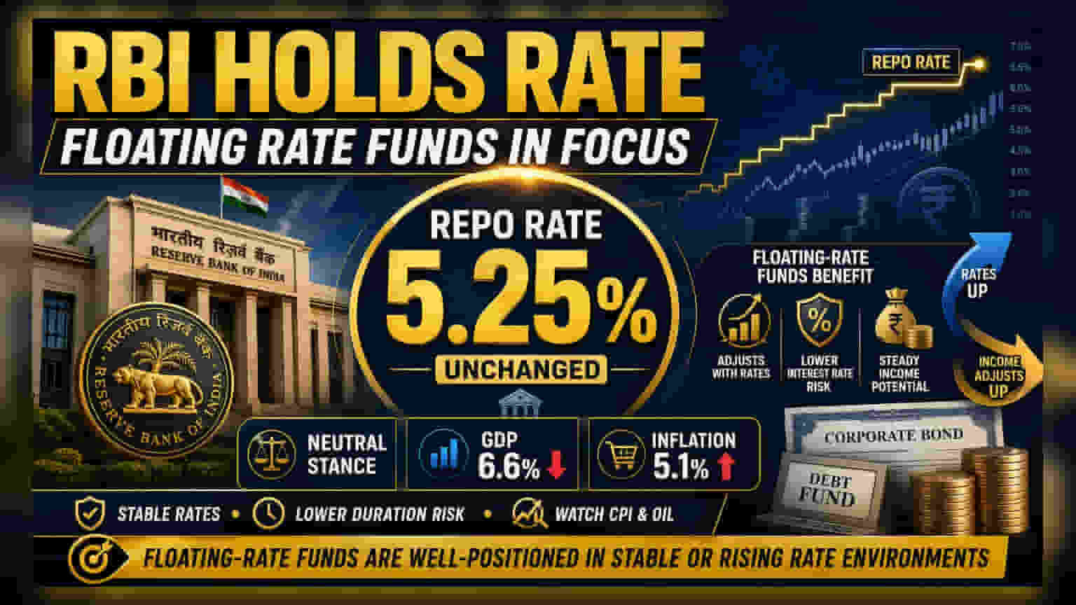 RBI का बड़ा फैसला: रेपो रेट 5.25% पर स्थिर! जानें डेट निवेशकों के लिए क्या है मायने