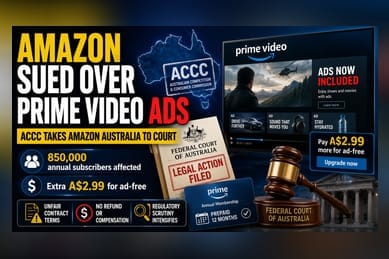 ACCC Sues Amazon Australia Over Prime Video Ads and Fees