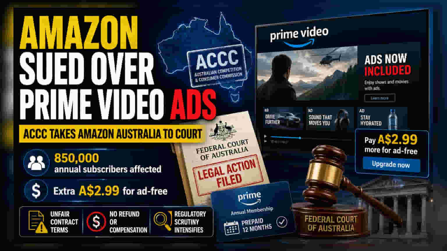 Amazon Australia పై ACCC కేసు: ప్రైమ్ వీడియో ప్రకటనలు, అదనపు ఫీజులపై విచారణ
