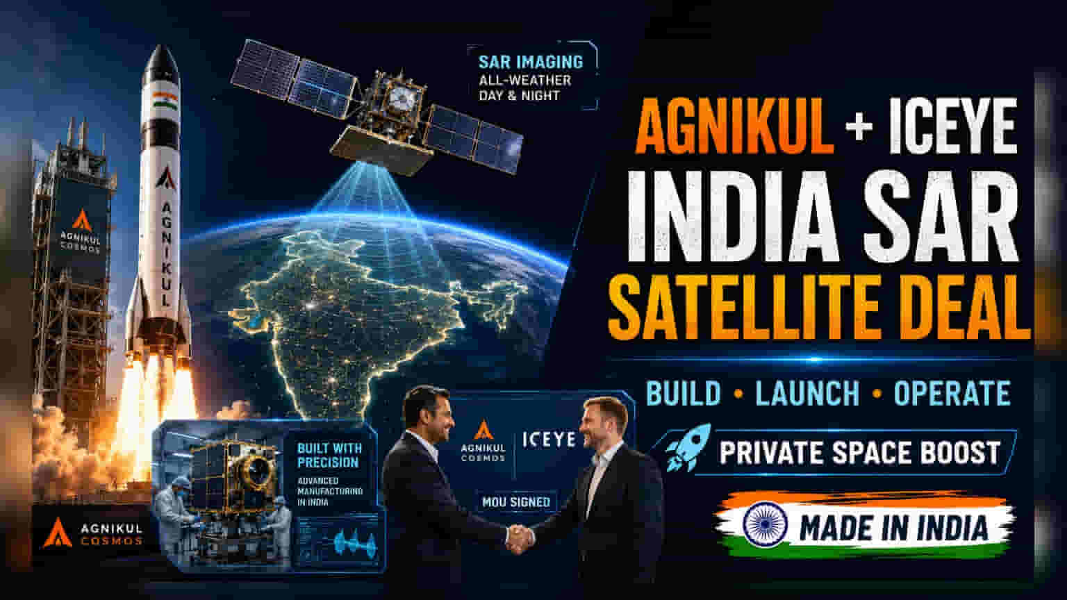Agnikul Cosmos और ICEYE का बड़ा कदम: भारत में बनेंगे सॉवरेन सैटेलाइट, एयरोस्पेस शेयरों में तेजी के आसार