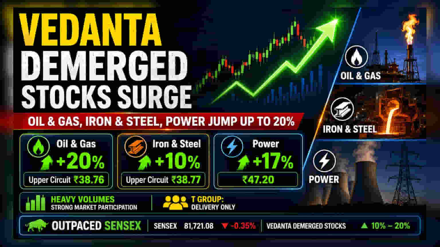 Vedanta Demerged Units Surge; Oil & Gas, Power Hit New Peaks