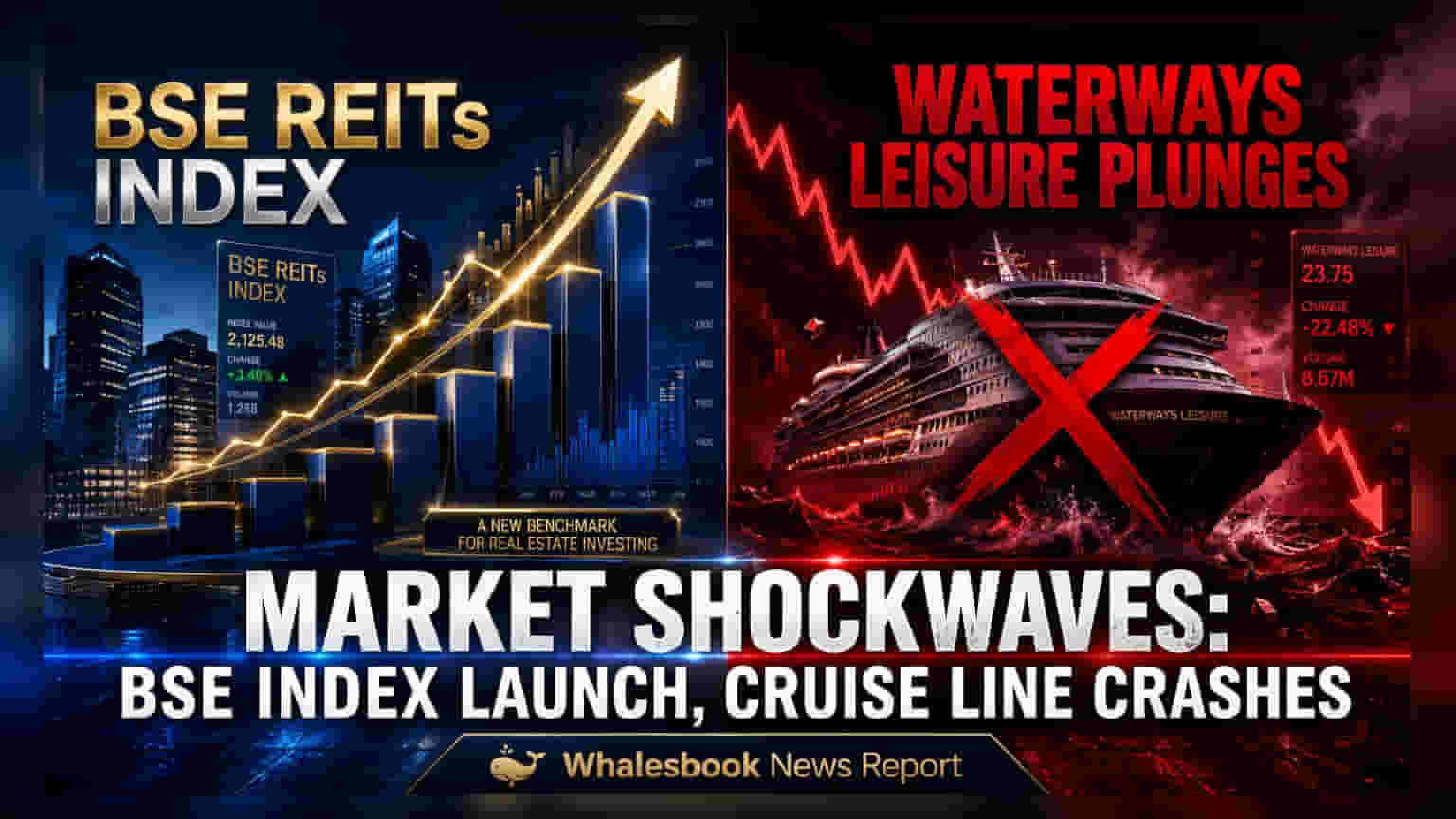 BSE REITs Index લોન્ચ: Waterways Leisure Tourism લિસ્ટિંગના દિવસે **17.4%** ઘટ્યો, Advit Jewels **29%** તેજીમાં