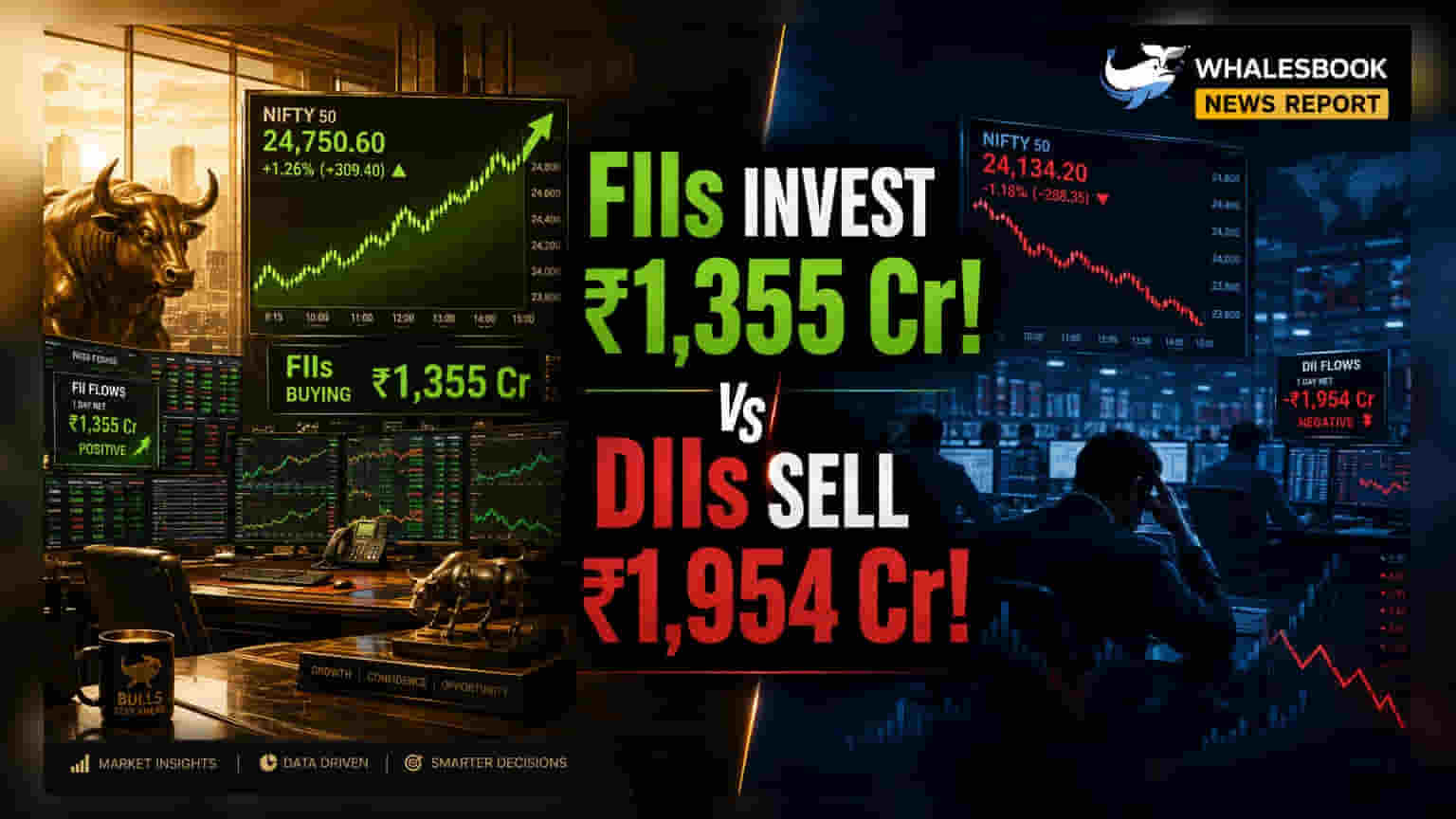 இந்திய பங்குச்சந்தை: வெளிநாட்டு முதலீட்டாளர்கள் ₹1,355 கோடி முதலீடு, உள்நாட்டு முதலீட்டாளர்கள் விற்றுத்தள்ளல்!