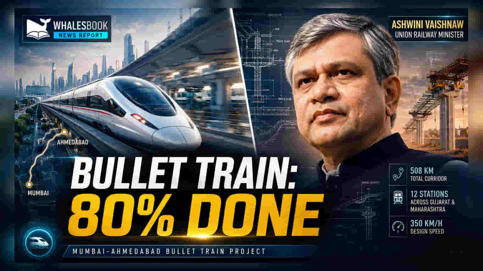மும்பை-அகமதாபாத் புல்லட் ரயில்: 80% பணிகள் நிறைவு! 2027ல் முதல் பயணம் தொடக்கம்!