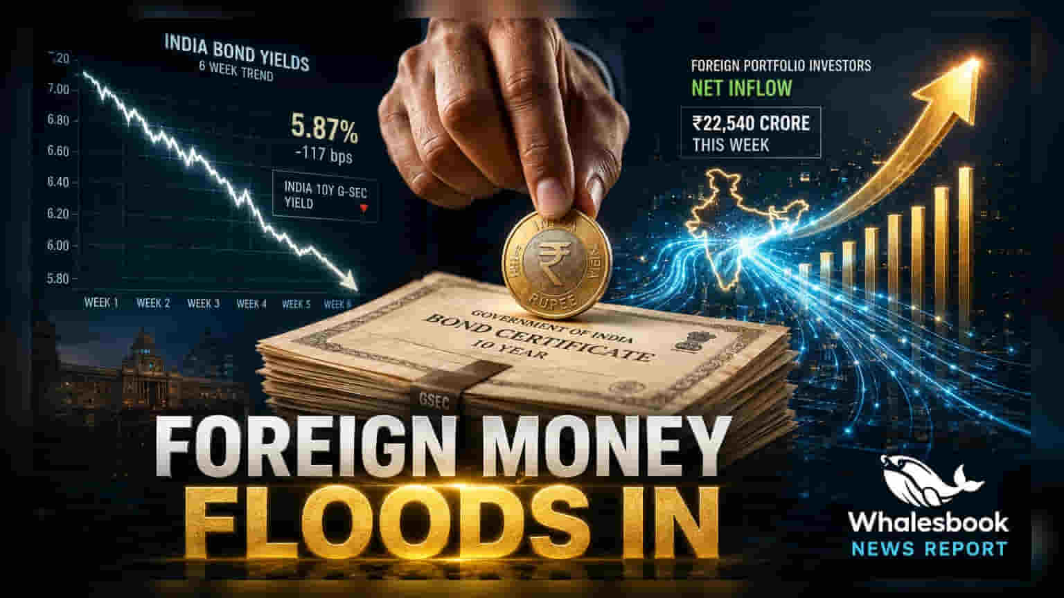 Indian 10-Year Bond Yields Steady at 6.70% Amid Foreign Inflow