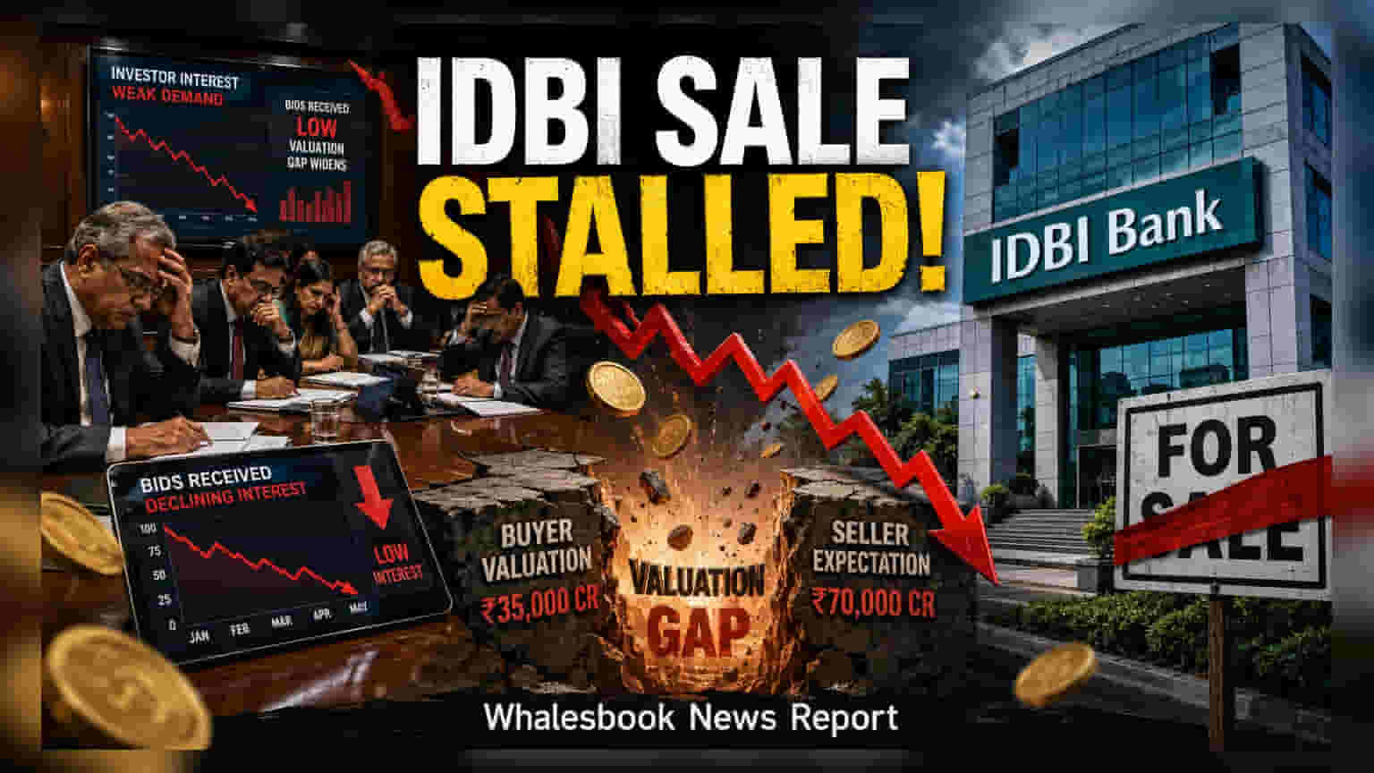 IDBI Bank प्रायव्हेटायझेशनला ब्रेक: बोली सरकारच्या अपेक्षित किंमतीपेक्षा खूपच कमी