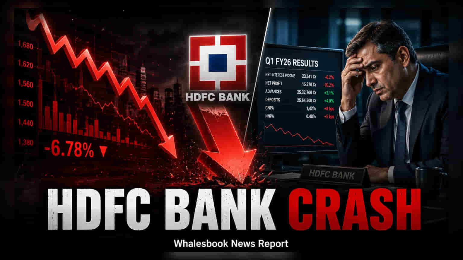 HDFC Bank Share: Q1 પરિણામો બાદ 7% નો કડાકો, Net Interest Margins ઘટ્યા