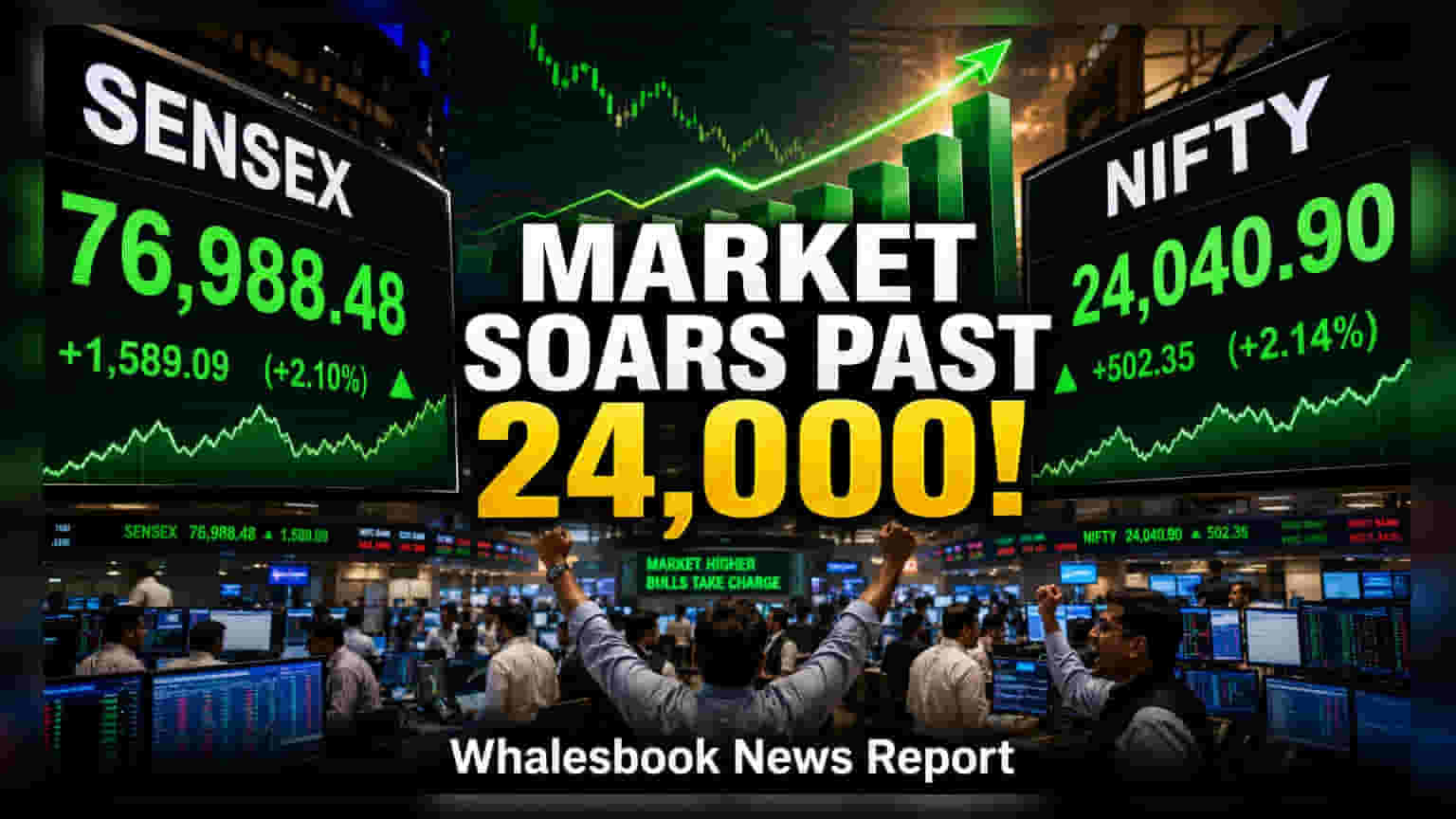 Sensex 76,988 वर, Nifty 24,000 पार! शेअर बाजारात तेजी