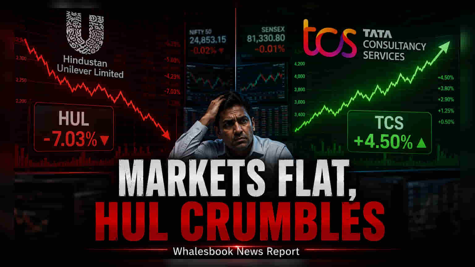 HUL शेअर्स Q1 निकालानंतर **7%** गडगडले; TCS **4%** वर