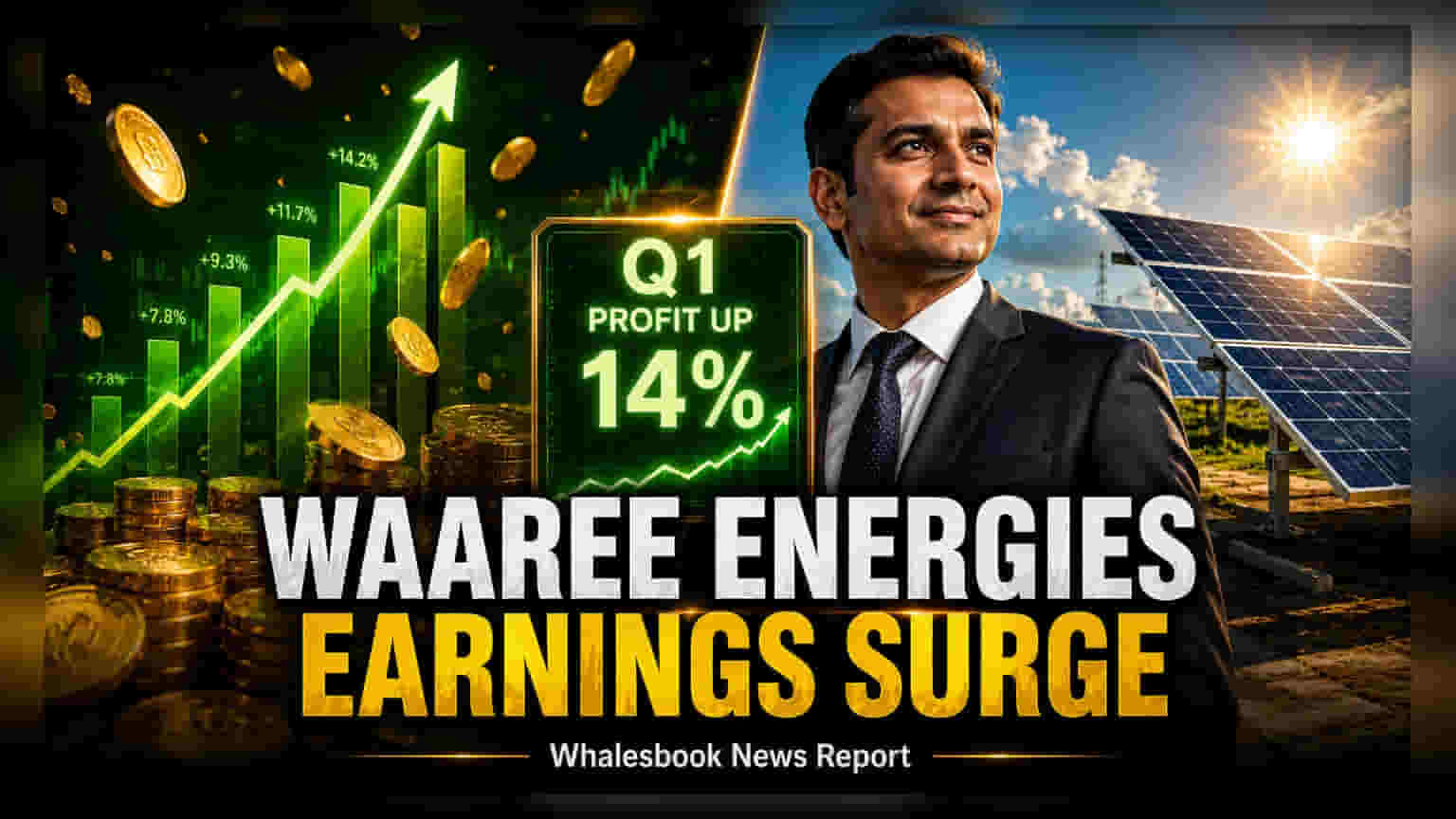 Waaree Energies Q1లో లాభం **14%** పెరిగి **₹850 కోట్లకు** చేరింది