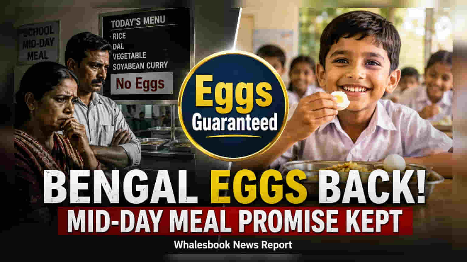 पश्चिम बंगाल सरकारचा मोठा निर्णय: शाळांच्या मध्यान भोजन योजनेत अंड्यांचा समावेश!