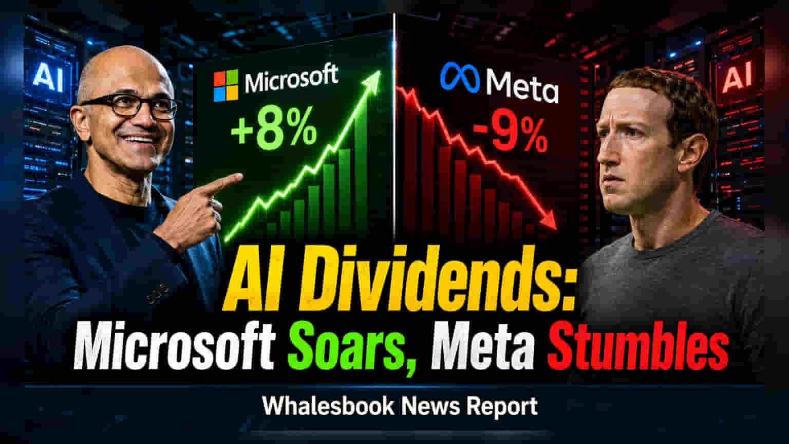 Microsoft નો શેર તેજીમાં, Meta 9% ઘટ્યો: AI ખર્ચ અંગે ચિંતા