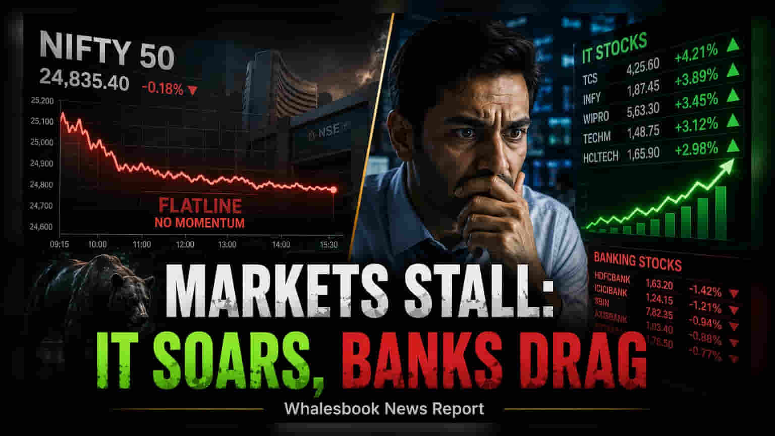 Nifty 24,296 પર સ્થિર; IT શેરોમાં તેજી, બેન્કિંગ શેરો પર દબાણ