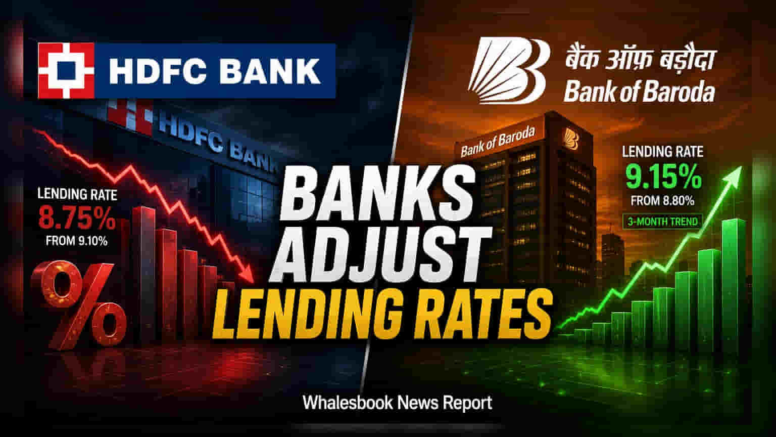 HDFC Bank Lowers Lending Rates, Bank of Baroda Increases Short-Term MCLR