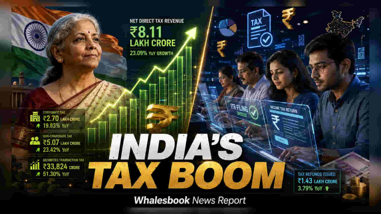 भारताचा डायरेक्ट टॅक्स महसूल तब्बल 23% नी वाढला, ₹8.11 लाख कोटींवर पोहोचला!