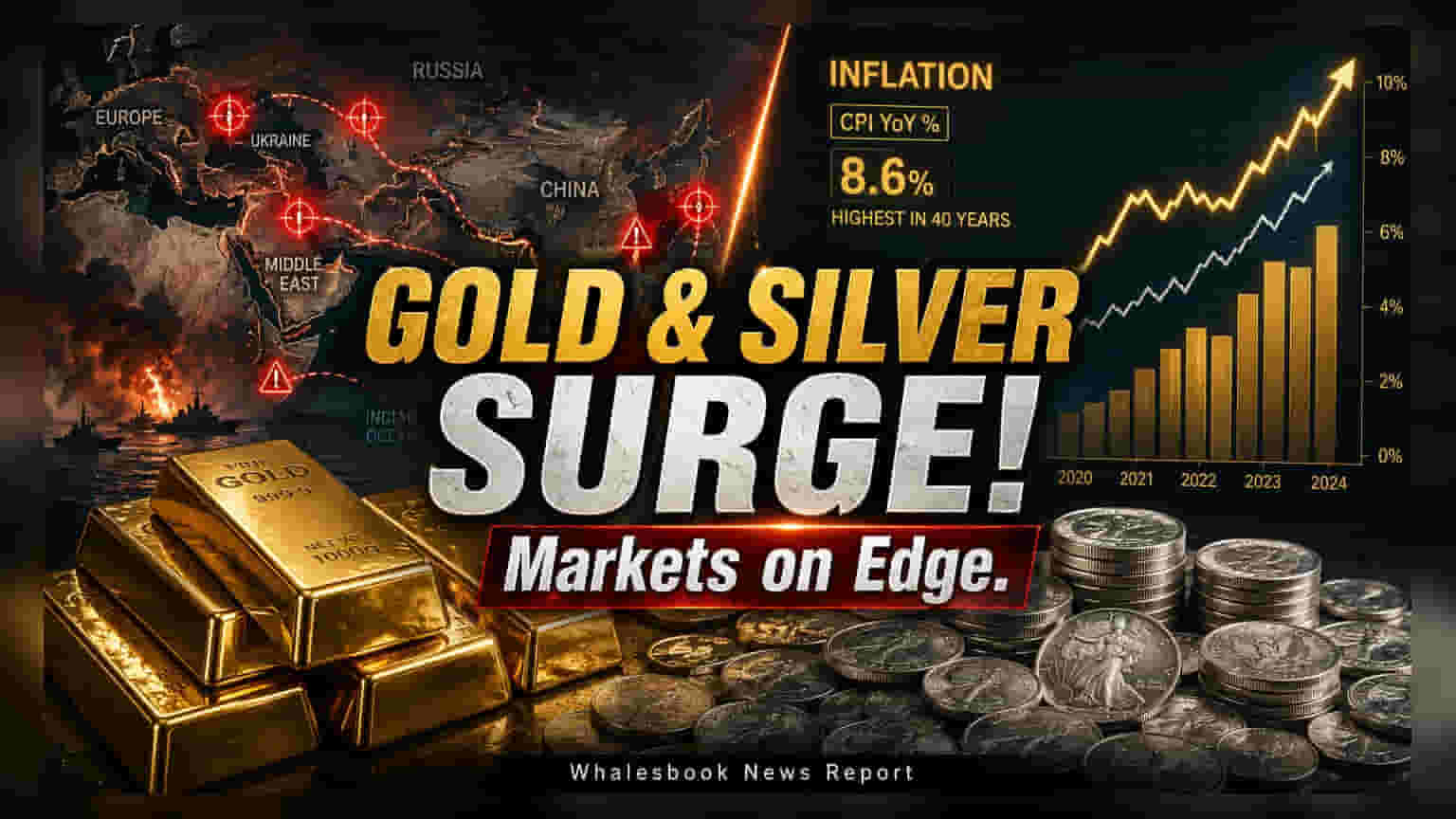 Gold, Silver Rise on Geopolitical Tensions, CPI Awaited