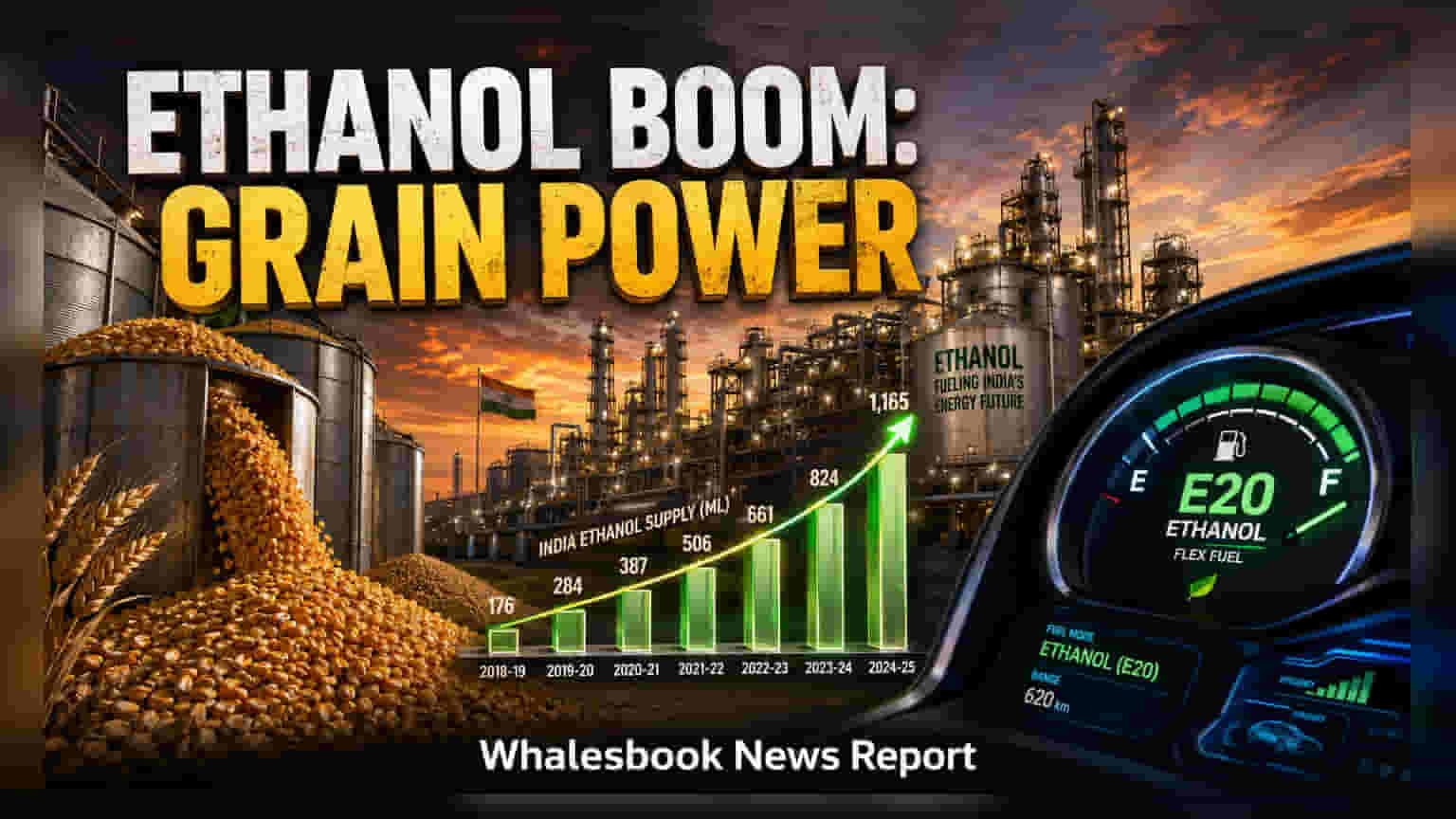 India Ethanol Output Crosses 800 Crore Litres, Grain-Based Feedstocks Lead
