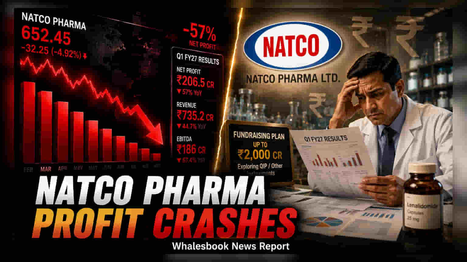 Natco Pharma ਦੇ ਸ਼ੇਅਰਾਂ 'ਚ ਗਿਰਾਵਟ: Q1 'ਚ ਪ੍ਰੋਫਿਟ **57%** ਡਿੱਗਿਆ, **5%** ਹੇਠਾਂ ਆਏ ਸ਼ੇਅਰ