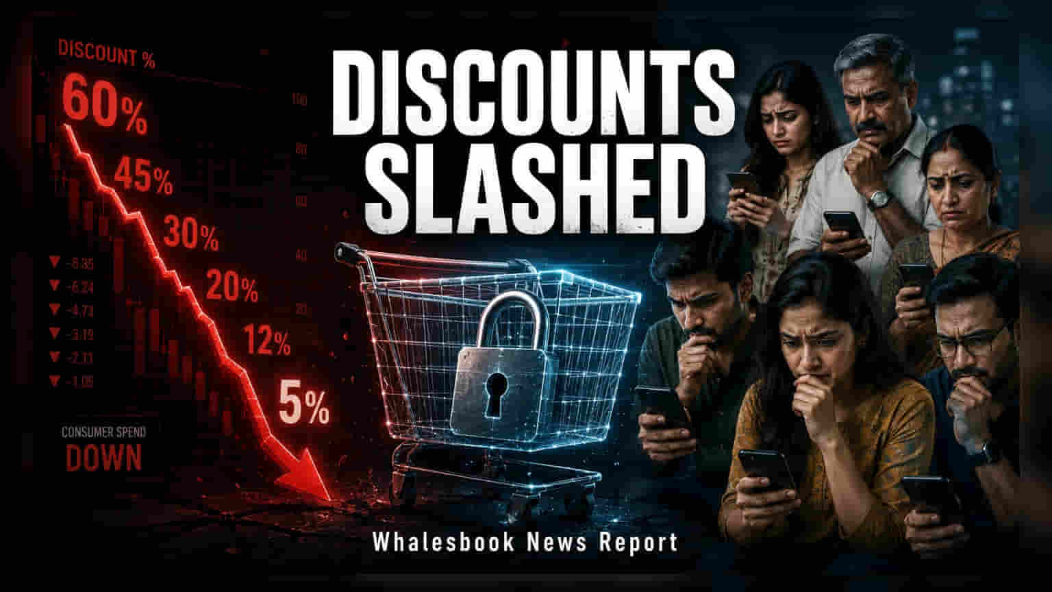 ई-कॉमर्स कंपन्यांची डिस्काउंट पॉलिसीत कपात, विक्रीची वाढ **8-10%** पर्यंत घसरली