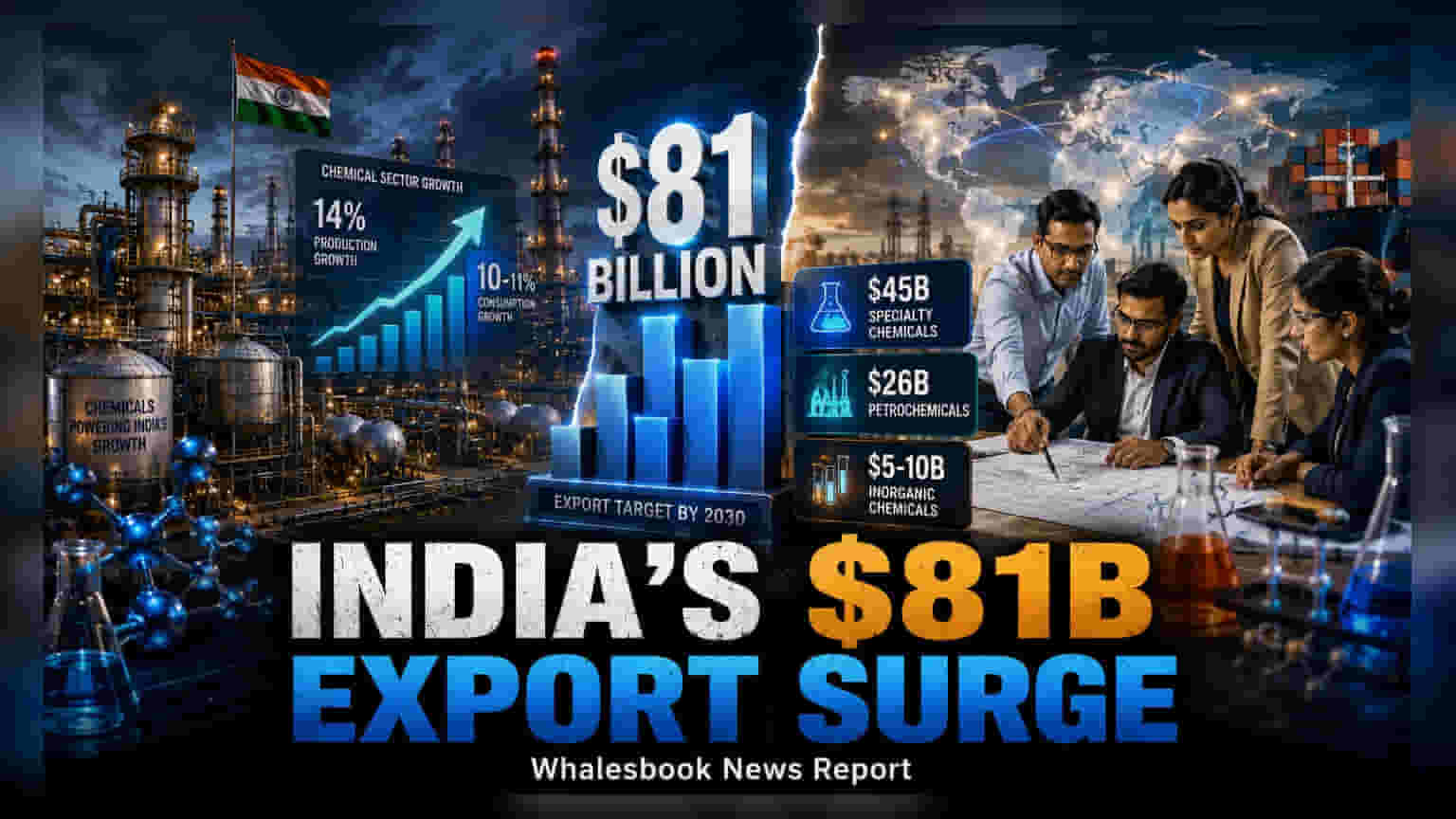 भारताचे केमिकल निर्यातीचे मोठे लक्ष्य: 2030 पर्यंत $81 अब्ज डॉलर्सची निर्यात