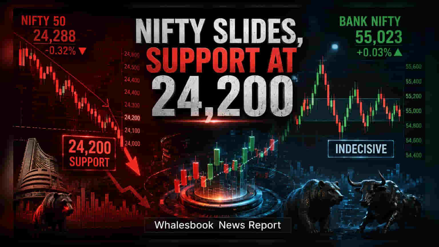 Nifty 50 Index: સતત 5મા દિવસે ઘટાડો, 24,288 પર બંધ. Geopolitical ડર વધ્યો.