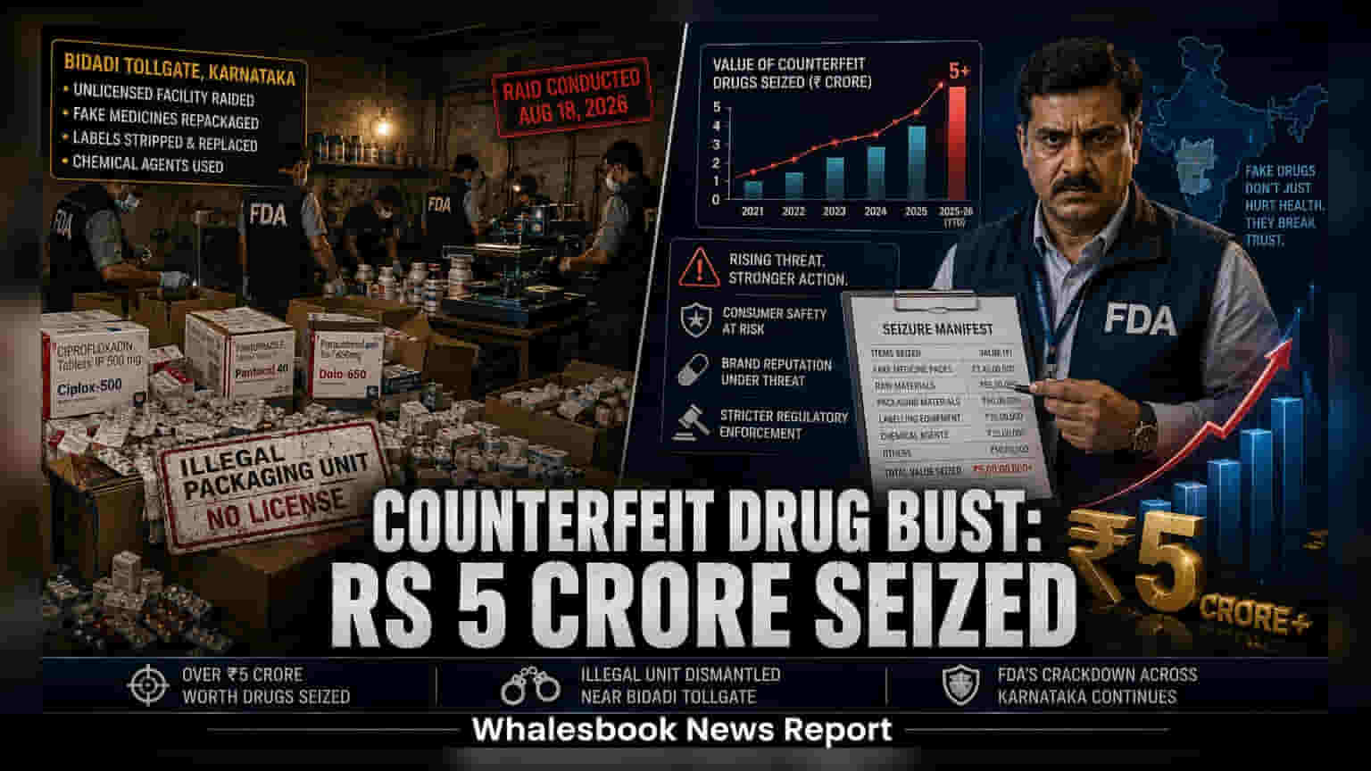 Karnataka FDA Seizes ₹5 Crore Counterfeit Drugs