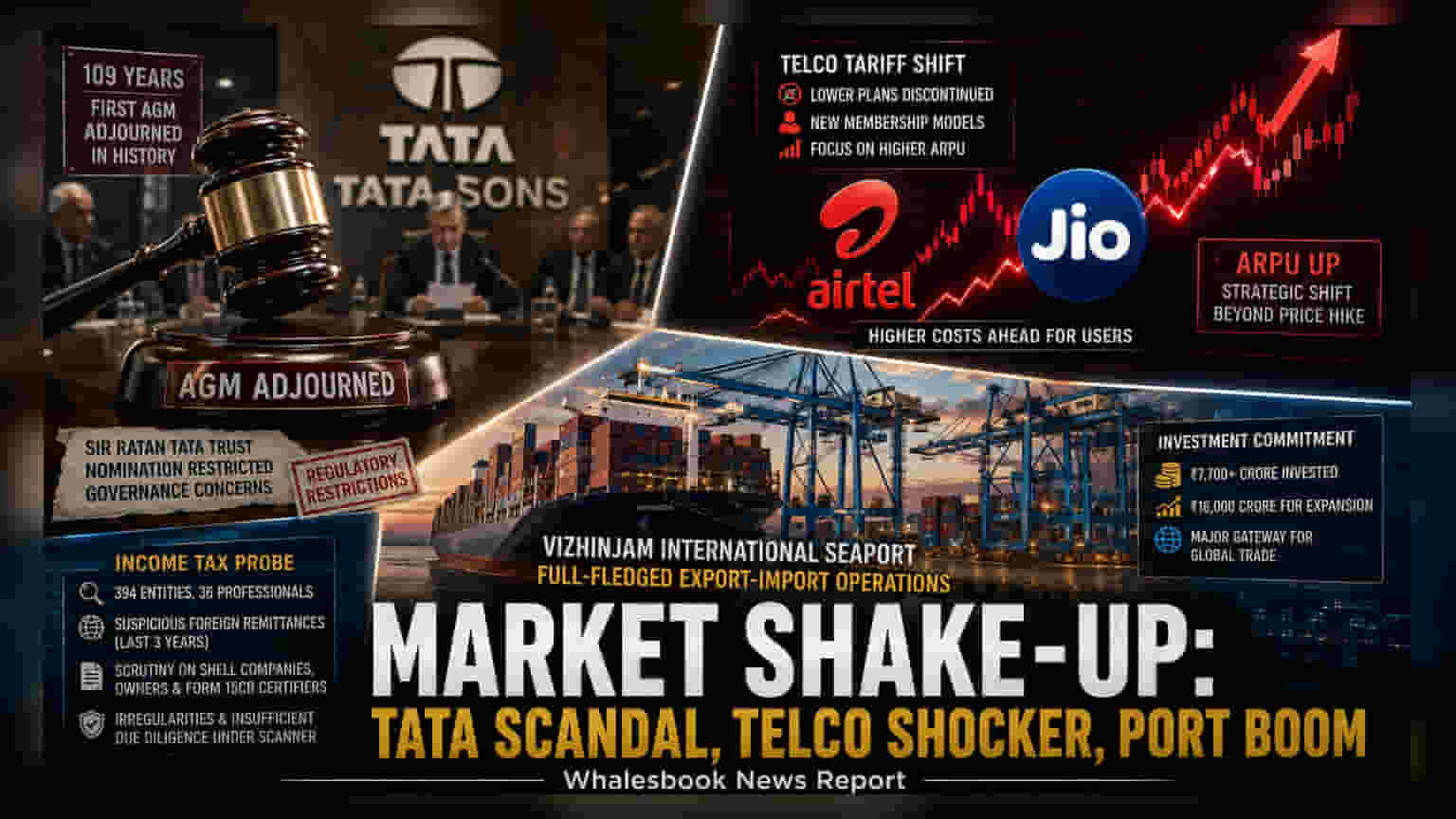 Tata Sons की 109 साल में पहली बार AGM स्थगित, टेलीकॉम टैरिफ में बड़े बदलाव और विझिंजम पोर्ट की शुरुआत