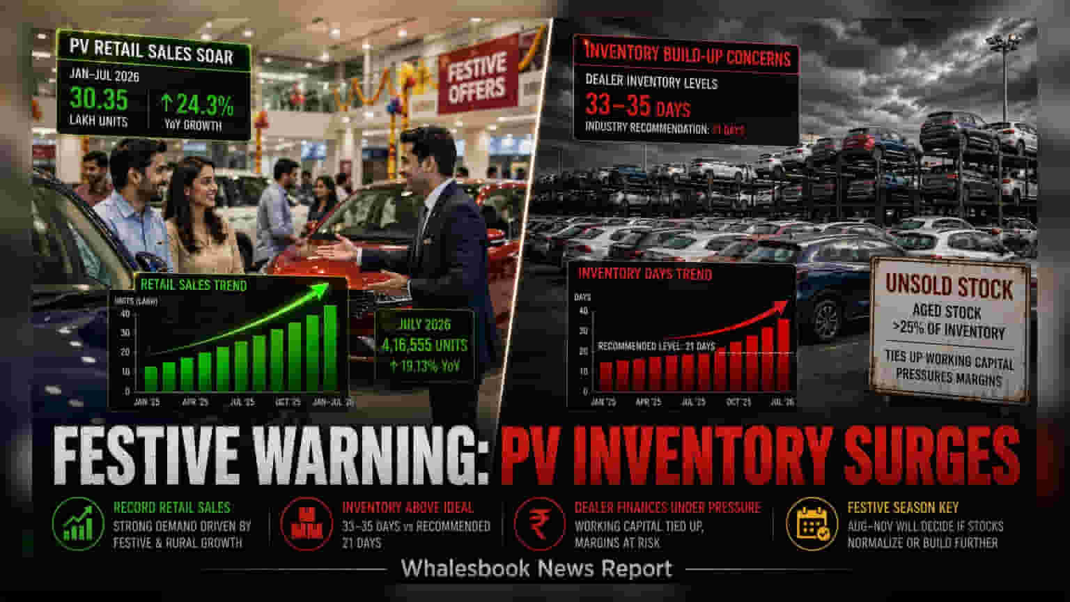 Indian PV Dealers Face 35-Day Inventory Load Amid Sales High