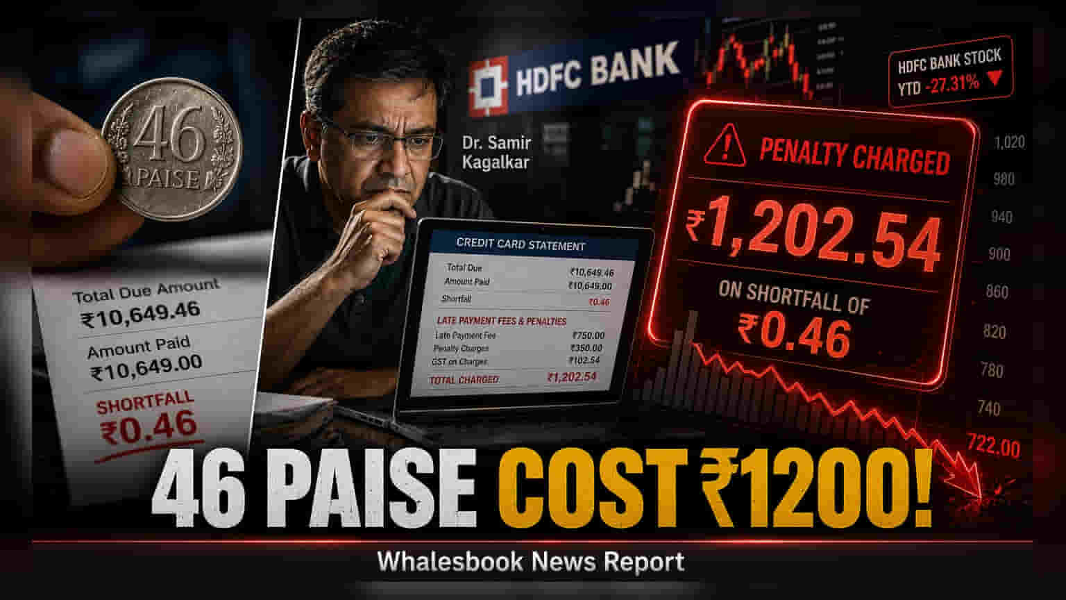 HDFC Bank: 46 પૈસાના ટૂંકાણ પર ₹1,200 થી વધુનો ચાર્જ? ગ્રાહક બન્યો પરેશાન, રોકાણકારોની નજર ક્યાં?