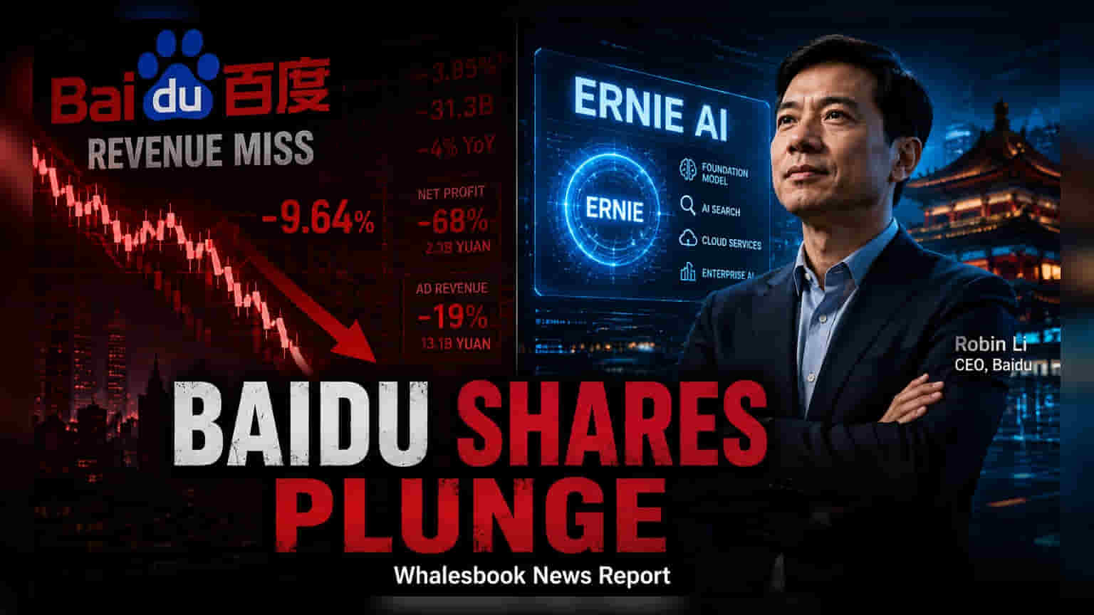 Baidu Shares Fall 9% As Q2 Profit Plunges on High AI Costs