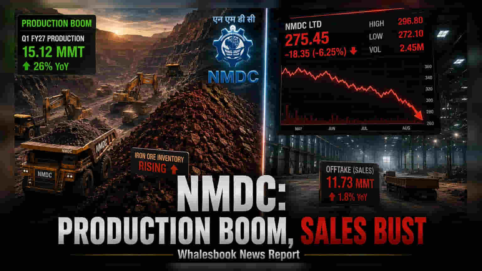 NMDC ਦੇ ਸ਼ੇਅਰਾਂ 'ਤੇ ਮੰਡਰਾਇਆ ਖ਼ਤਰਾ! ਪ੍ਰੋਡਕਸ਼ਨ ਜ਼ਿਆਦਾ, ਵਿਕਰੀ ਘੱਟ, ਮੁਨਾਫਾ ਠੱਪ
