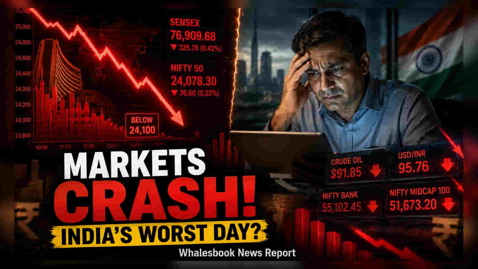Nifty 24,100 च्या खाली घसरला, Sensex 326 अंकांनी खाली