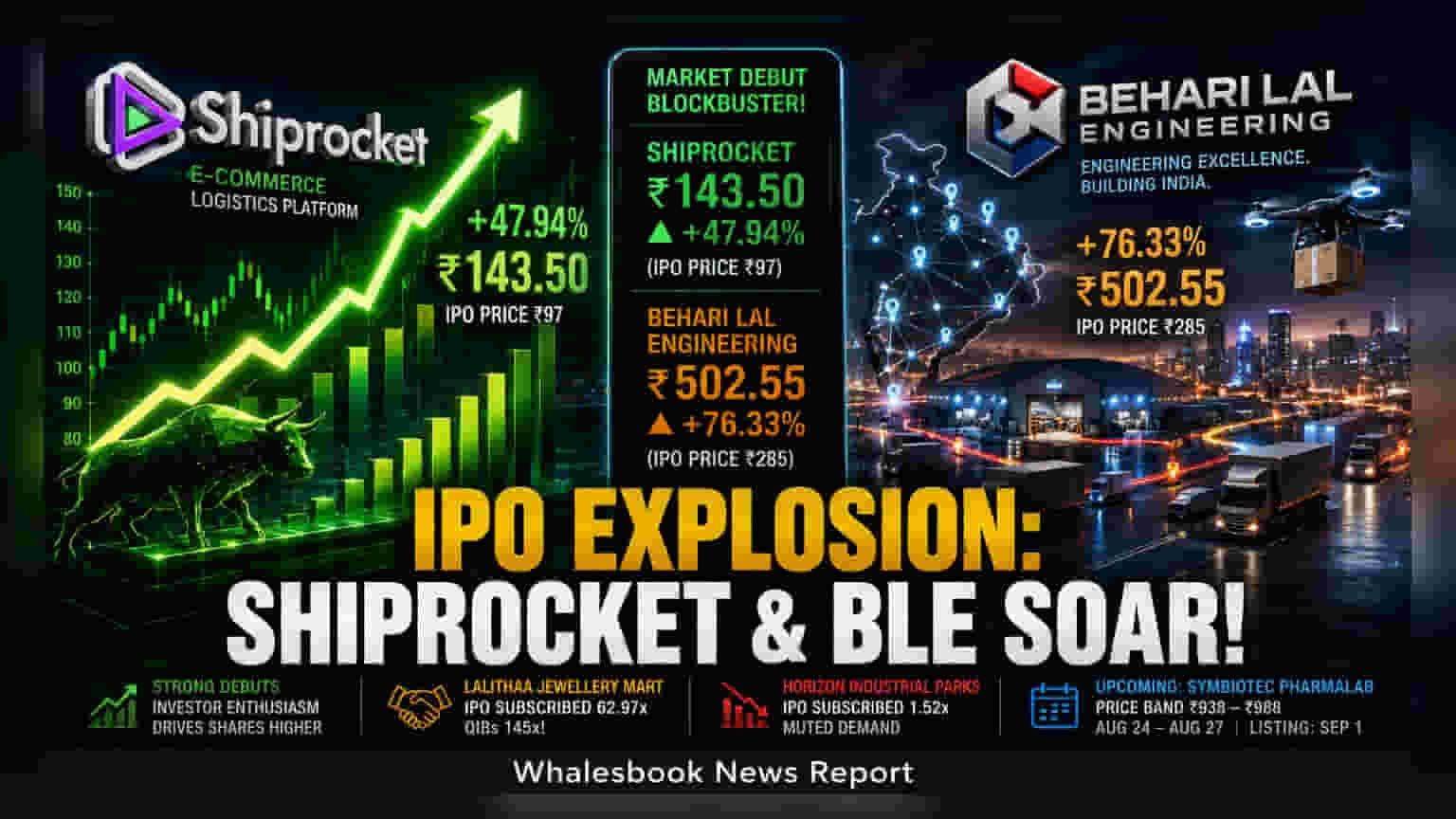 Shiprocket, Behari Lal Engineering Surge Up to 76% on Market Debut