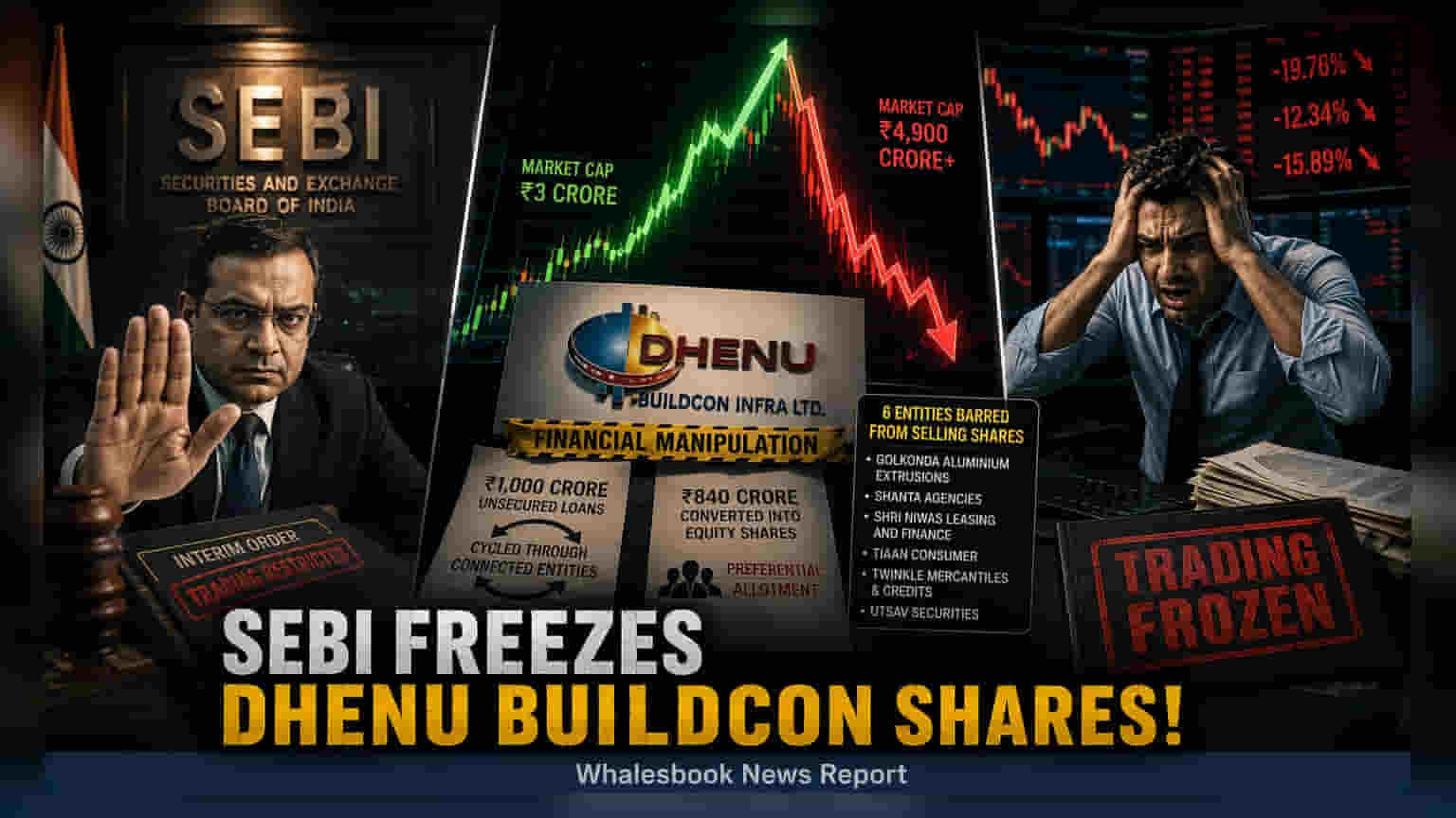 SEBI Bans 6 Entities From Selling Dhenu Buildcon Shares Amid Probe