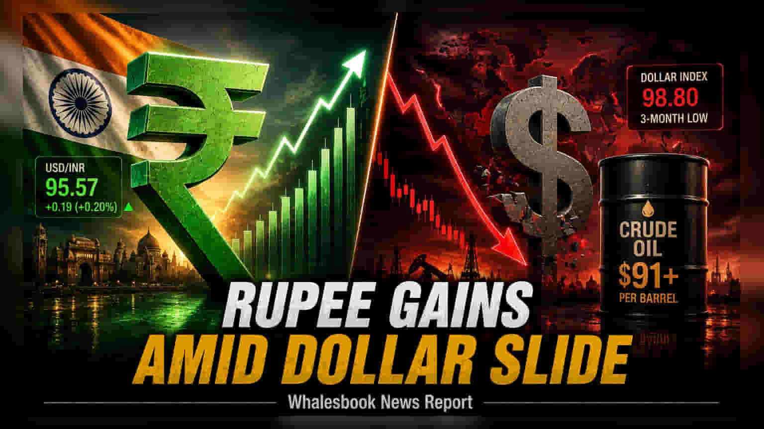 Indian Rupee Rises to 95.57 Against Dollar as Greenback Weakens