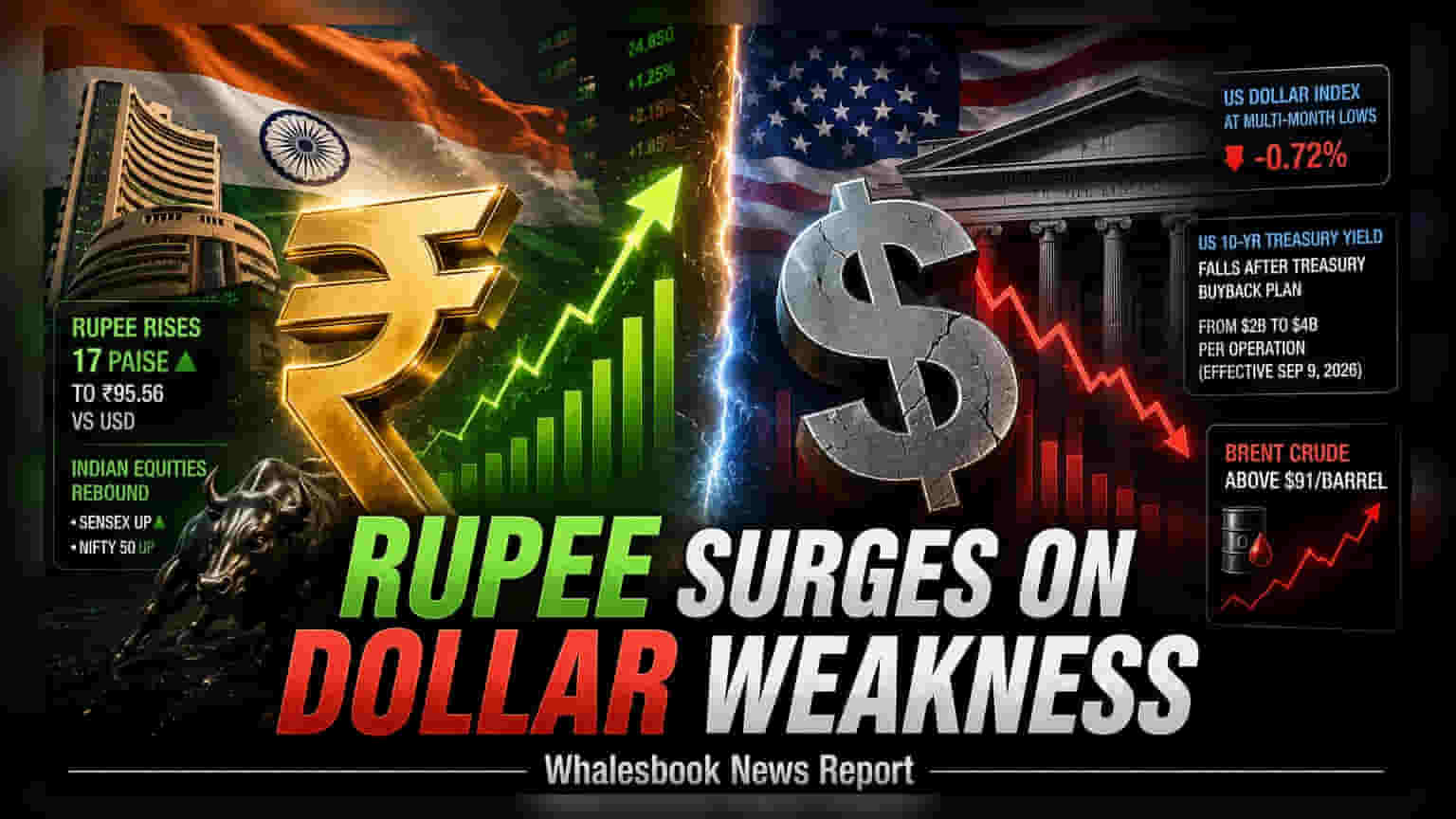 Indian Rupee Firms to 95.56 as US Treasury Increases Bond Buybacks