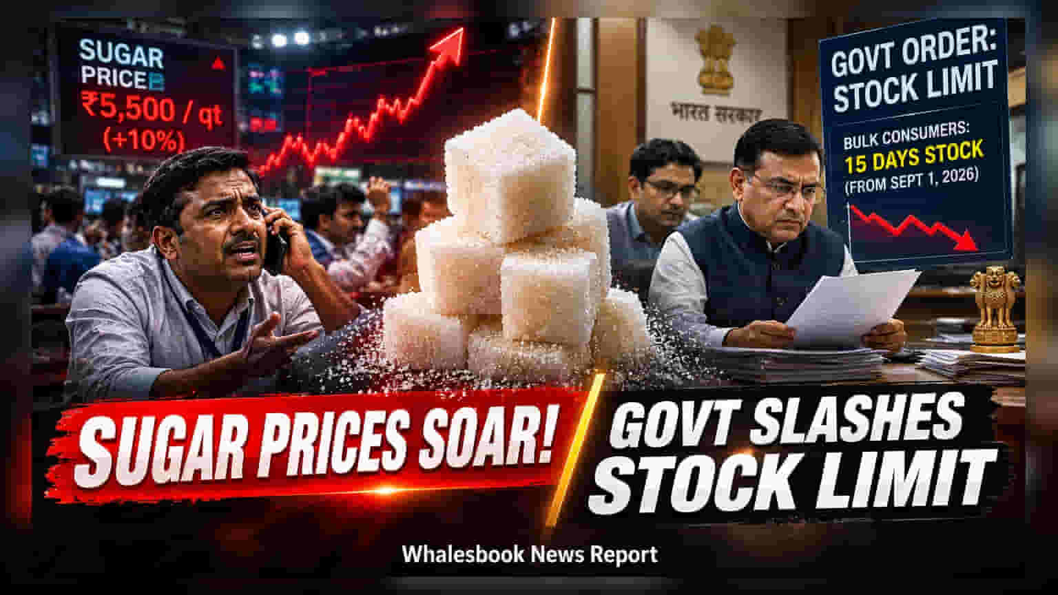 Govt Slashes Sugar Stock Limits For Bulk Buyers To 15 Days