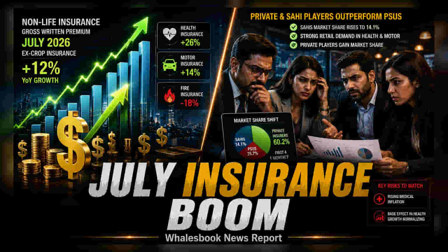 India Non-Life Insurance Premiums Grow 12% in July (Ex-Crop)