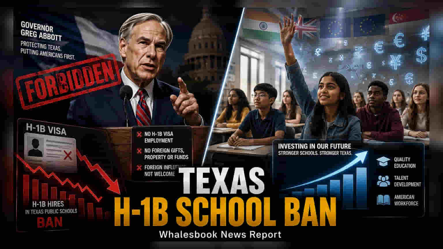 H-1B தடை: டெக்சாஸ் பள்ளிகளில் வெளிநாட்டு ஊழியர்களுக்கு தடை விதிக்க ஆளுநர் அதிரடி!