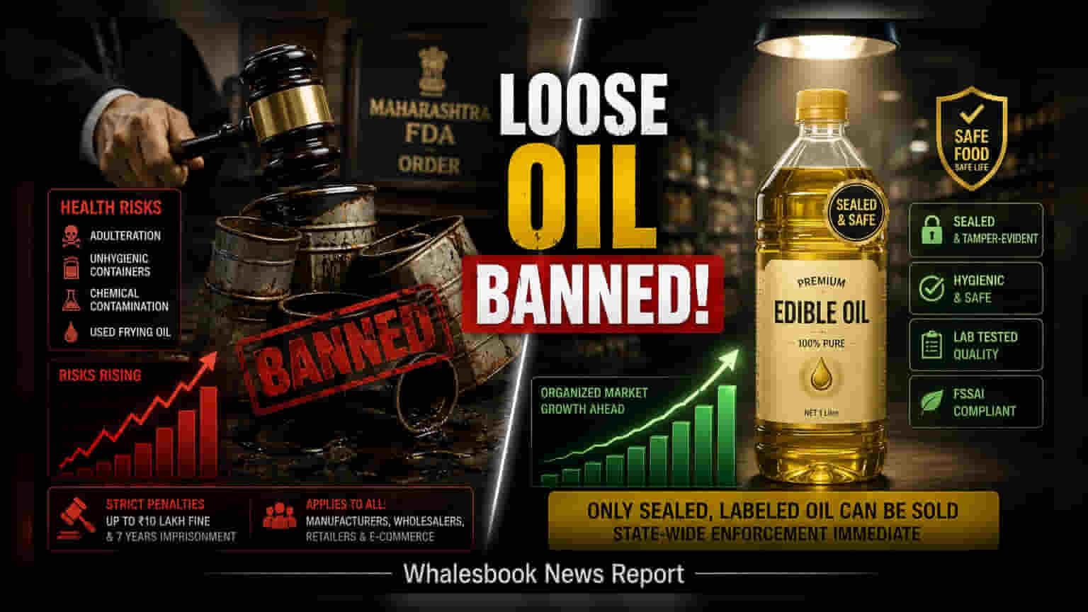 Maharashtra: வெளிப்படையாக விற்கப்படும் சமையல் எண்ணெய்க்கு தடை! மீறினால் 7 வருட சிறை