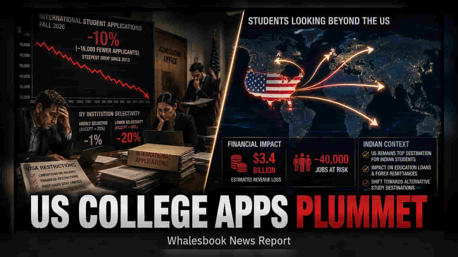 US College Applications Drop 10%: વિઝા નીતિના કડકાઈથી વિદેશી વિદ્યાર્થીઓનો ધસારો ઘટ્યો