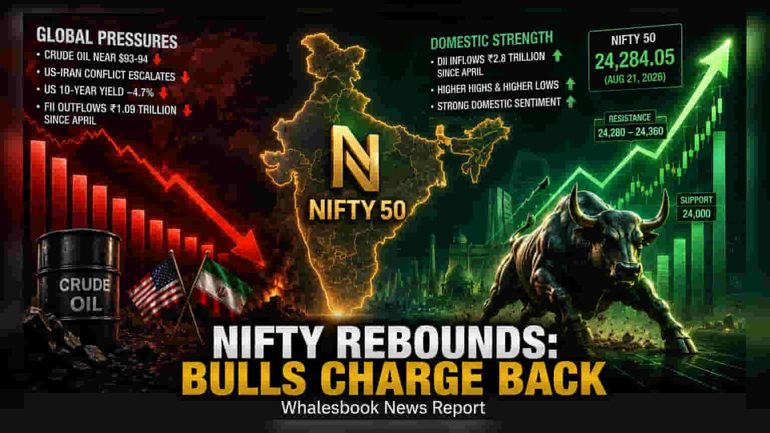 Nifty 50 માં તેજીનો સંચાર: 7 દિવસની મંદી બાદ સુધારો, વૈશ્વિક દબાણ યથાવત